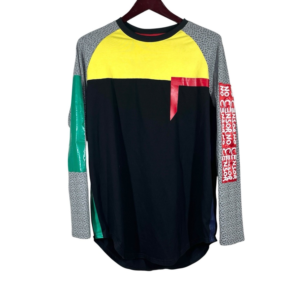 Bass By Ron Bass No Censor Graphic Panel T-shirt Size M Color-block Street Art